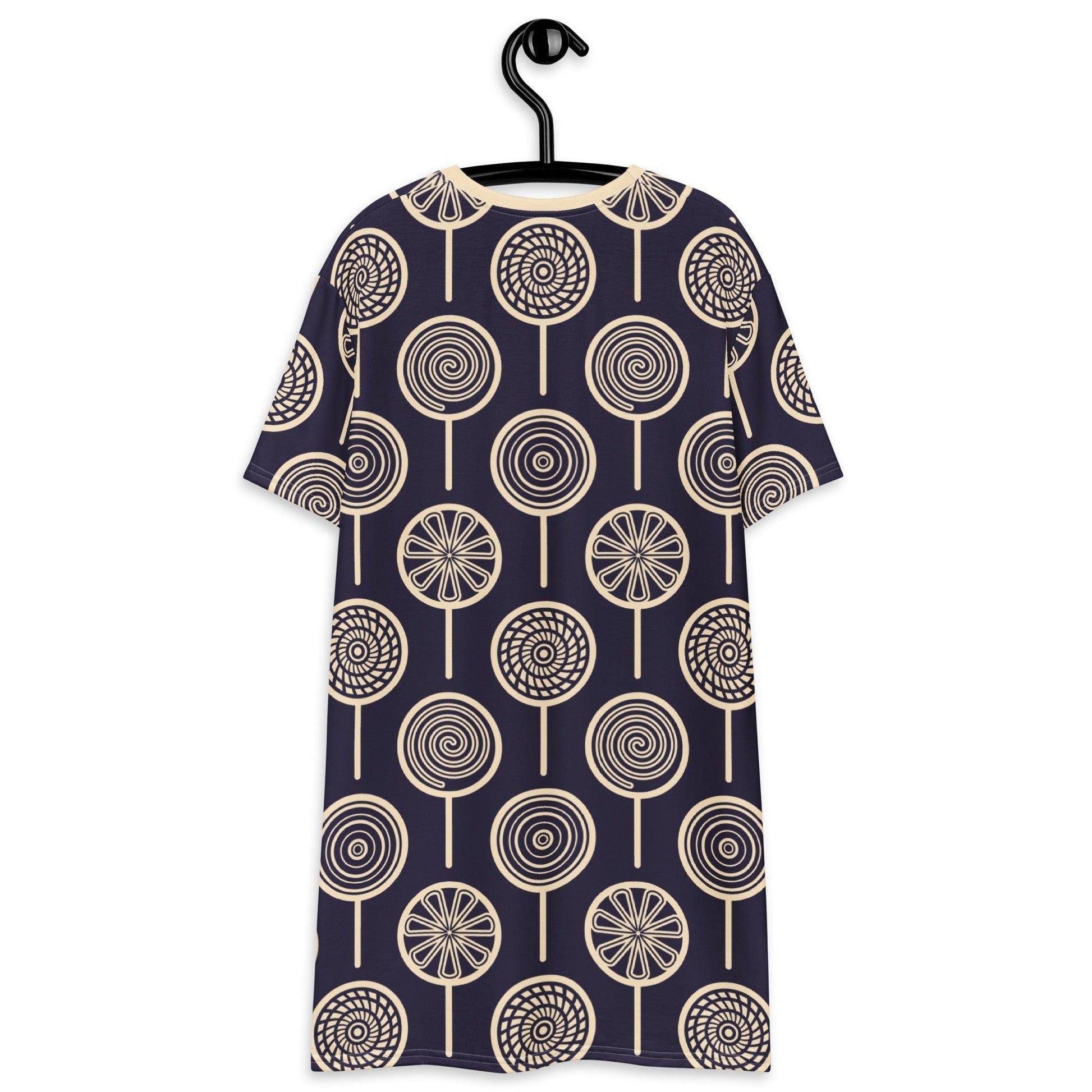 T-shirt dress - LOLLY dark blue - Retro lollipop print