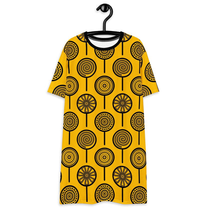 T-shirt dress - LOLLY yellow - Retro lollipop print 6XL