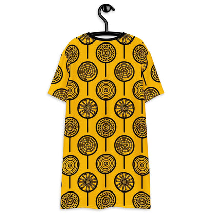 T-shirt dress - LOLLY yellow - Retro lollipop print