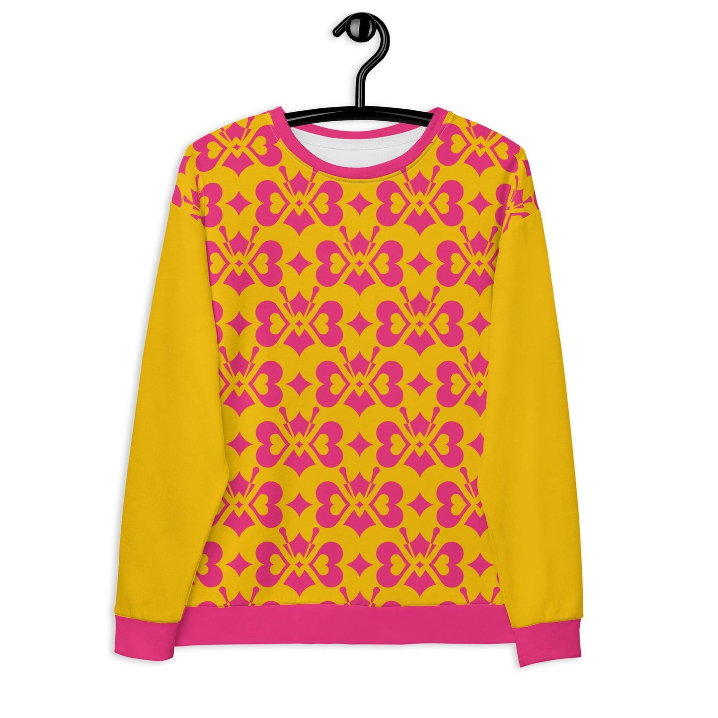Sweatshirt - LOVE BUTTERFLY yellow pink - Graphic butterfly print 3XL