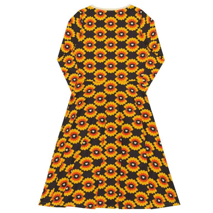 Midi dress - LOVE PEARL orange brown - Pearls and hearts print