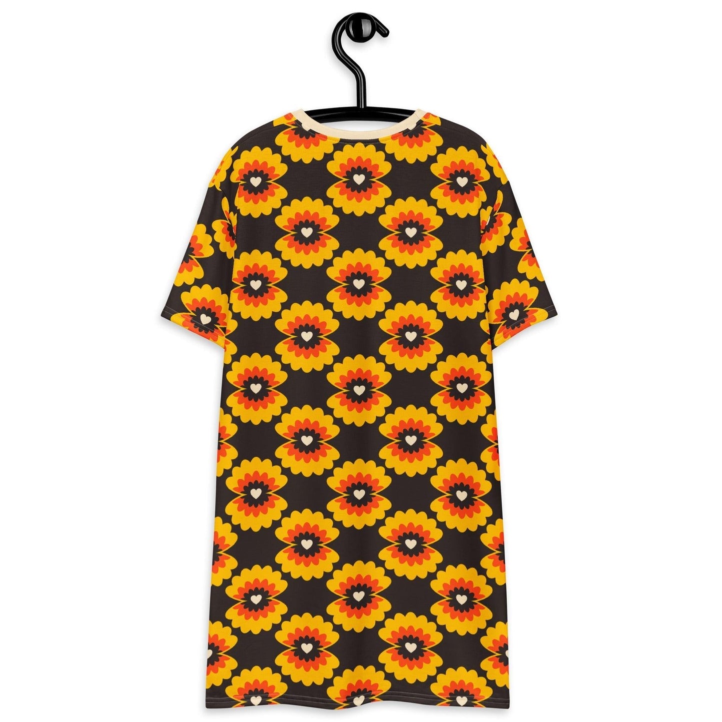 T-shirt dress - LOVE PEARL orange brown - Pearls and hearts print