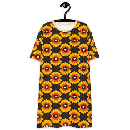 T-shirt dress - LOVE PEARL orange brown - Pearls and hearts print 6XL