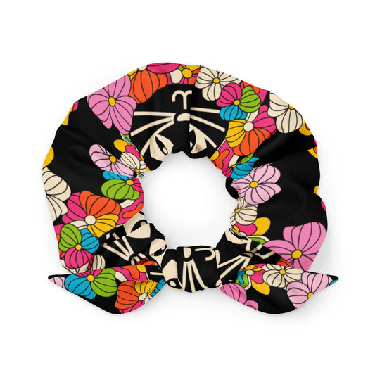 Scrunchie - MAGICAT black - Black cats and flowers print Default Title