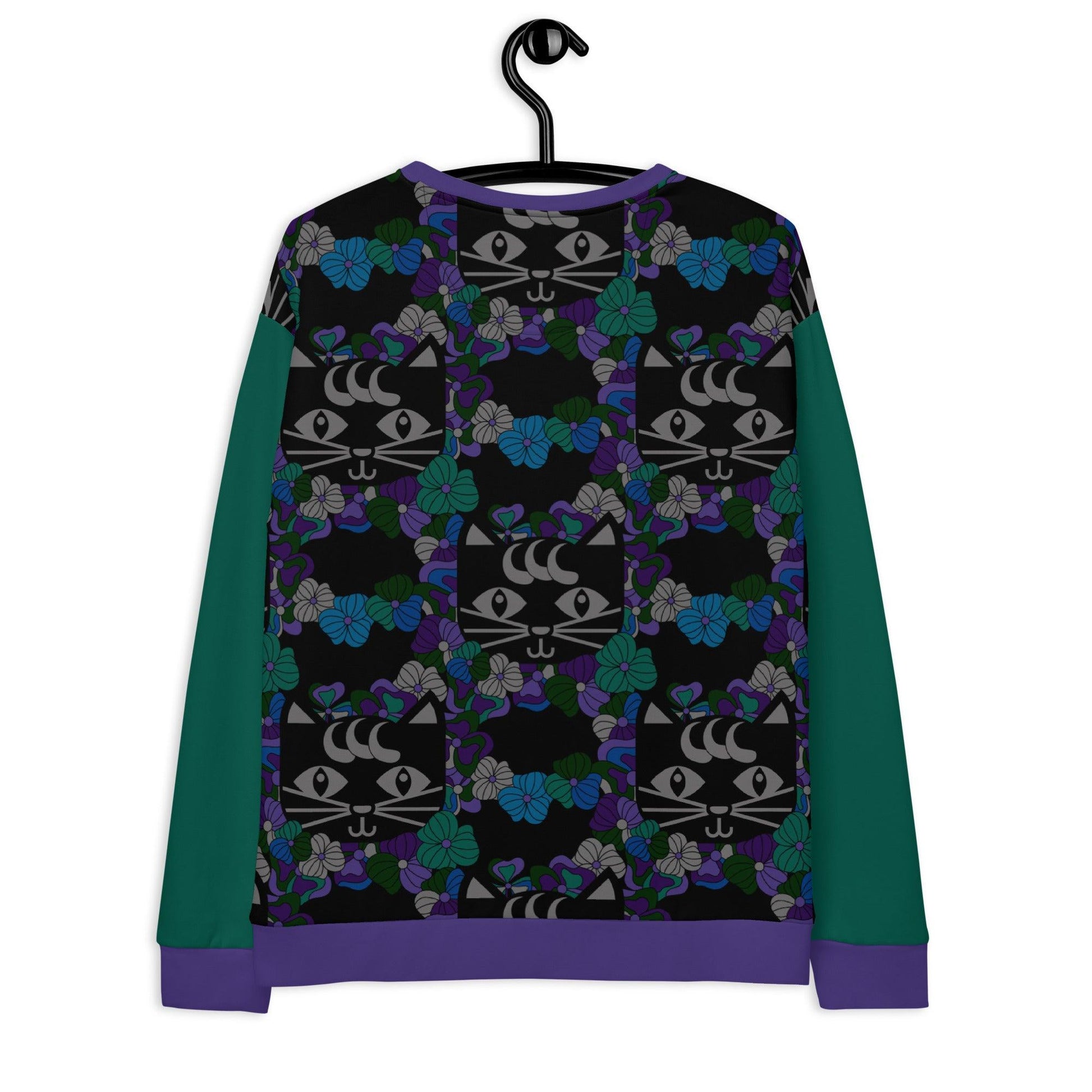Sweatshirt - MAGICAT mystic - Black cats and flowers print