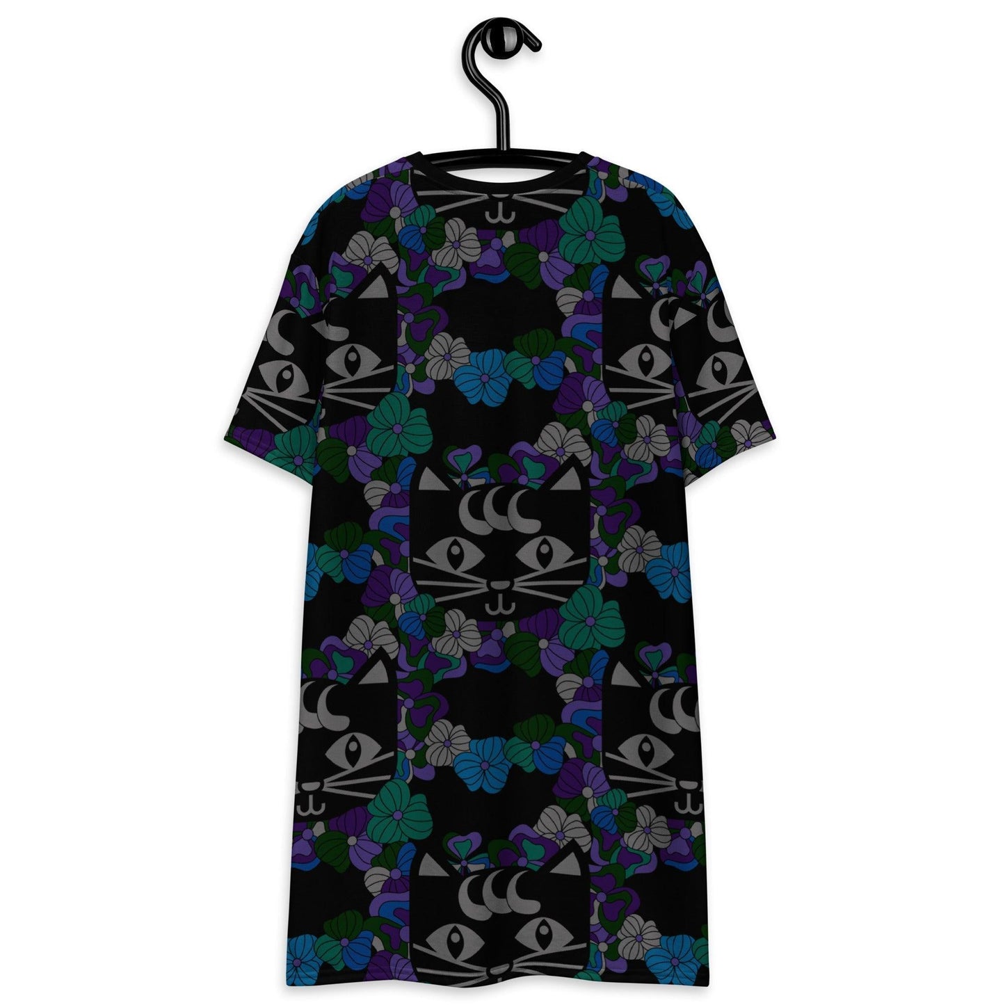 T-shirt dress - MAGICAT mystic - Black cats and flowers print