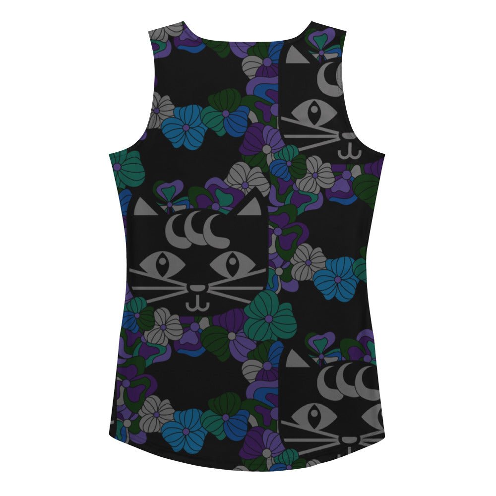 Tank top - MAGICAT mystic - Black cats and flowers print XL