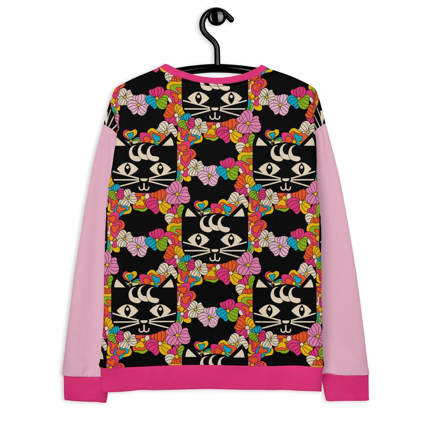 Sweatshirt - MAGICAT - Black cats and flowers print