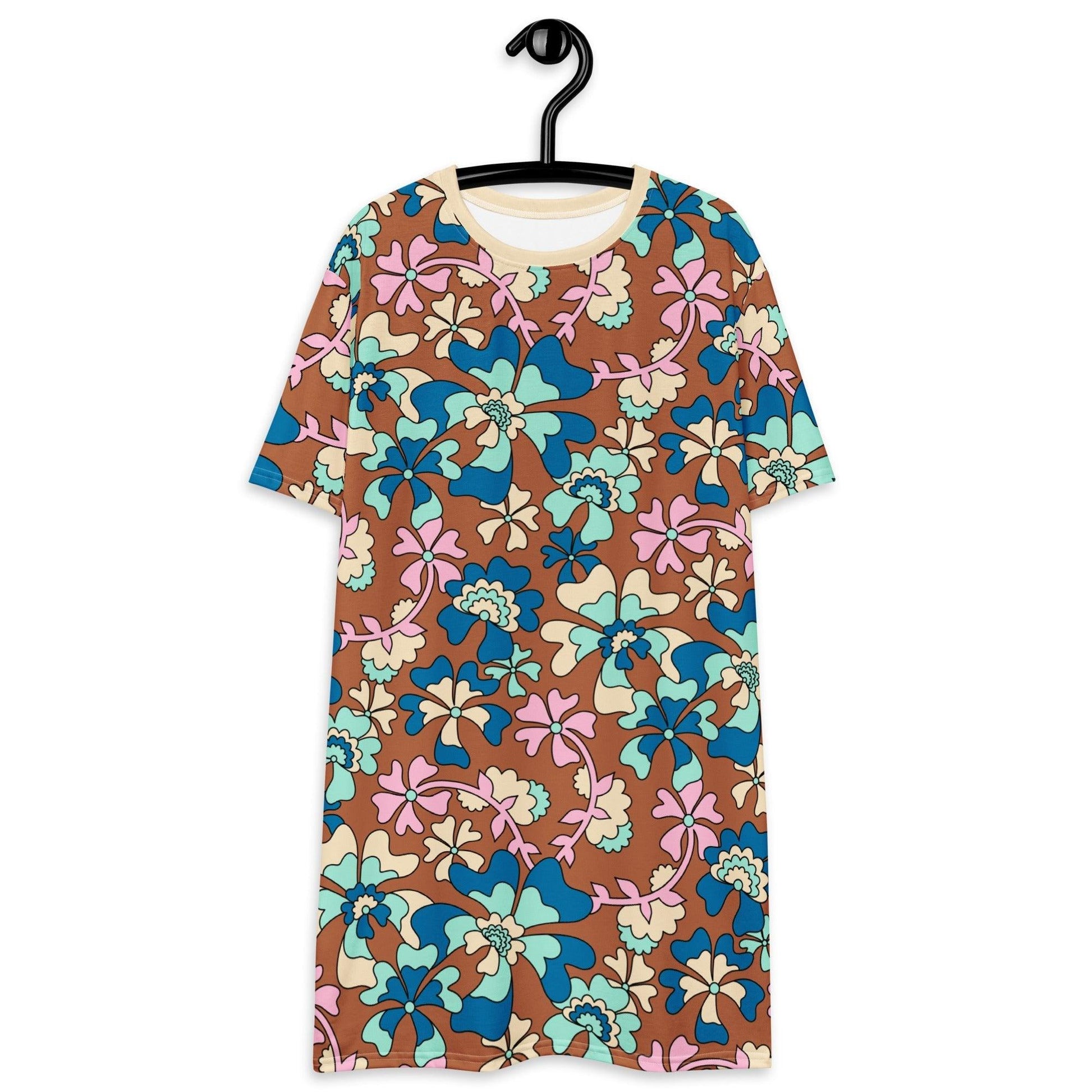 T-shirt dress - MISS PENNY blue brown - Timeless floral print 6XL