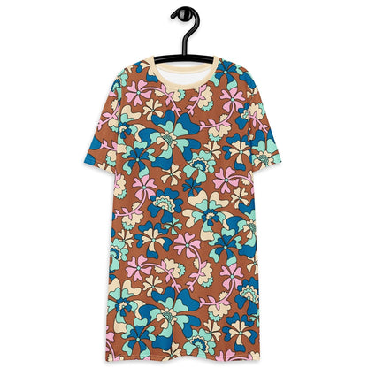 T-shirt dress - MISS PENNY blue brown - Timeless floral print 6XL
