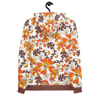 Hoodie - MISS PENNY orange white - Timeless floral print