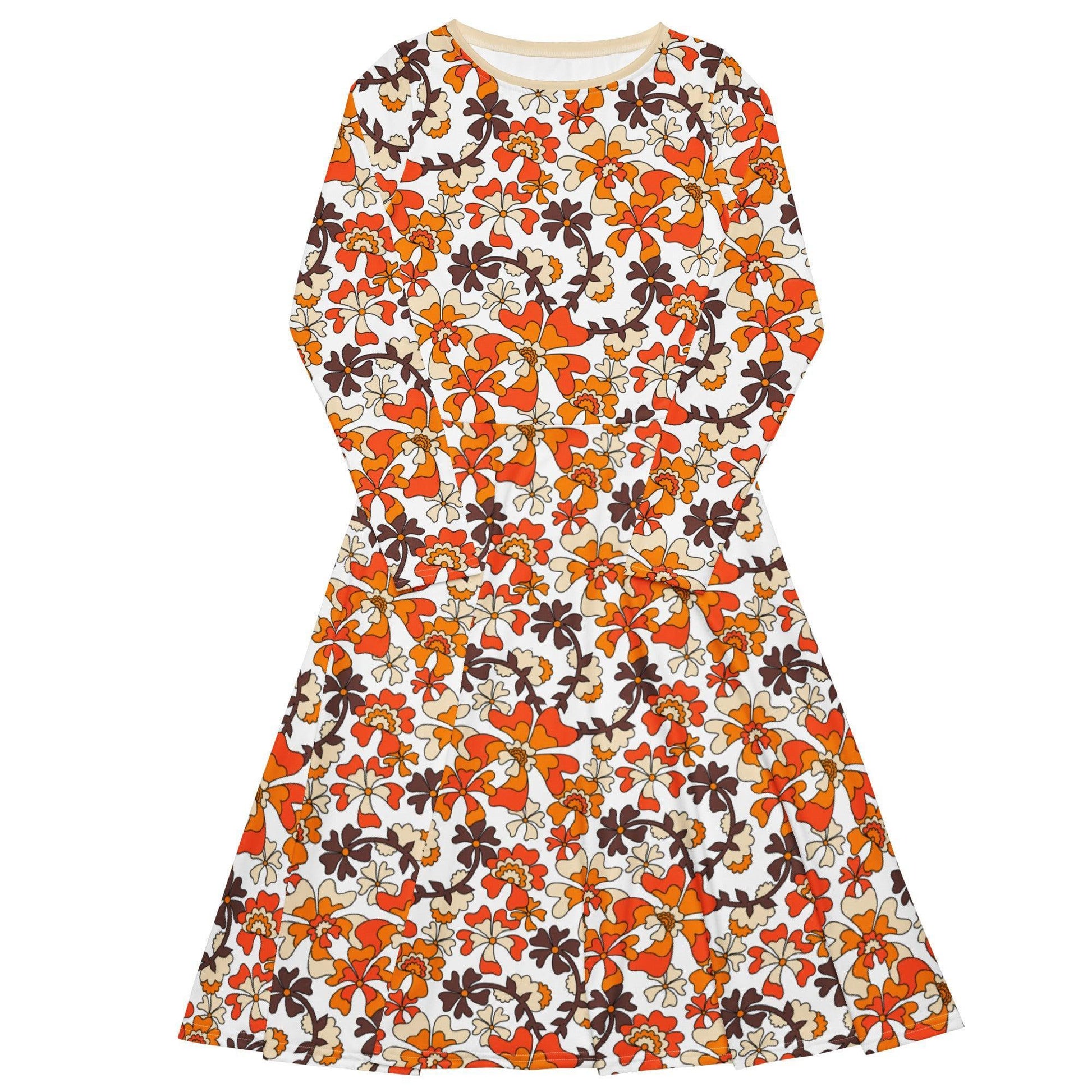 Midi dress - MISS PENNY orange white - Timeless floral print