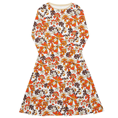 Midi dress - MISS PENNY orange white - Timeless floral print
