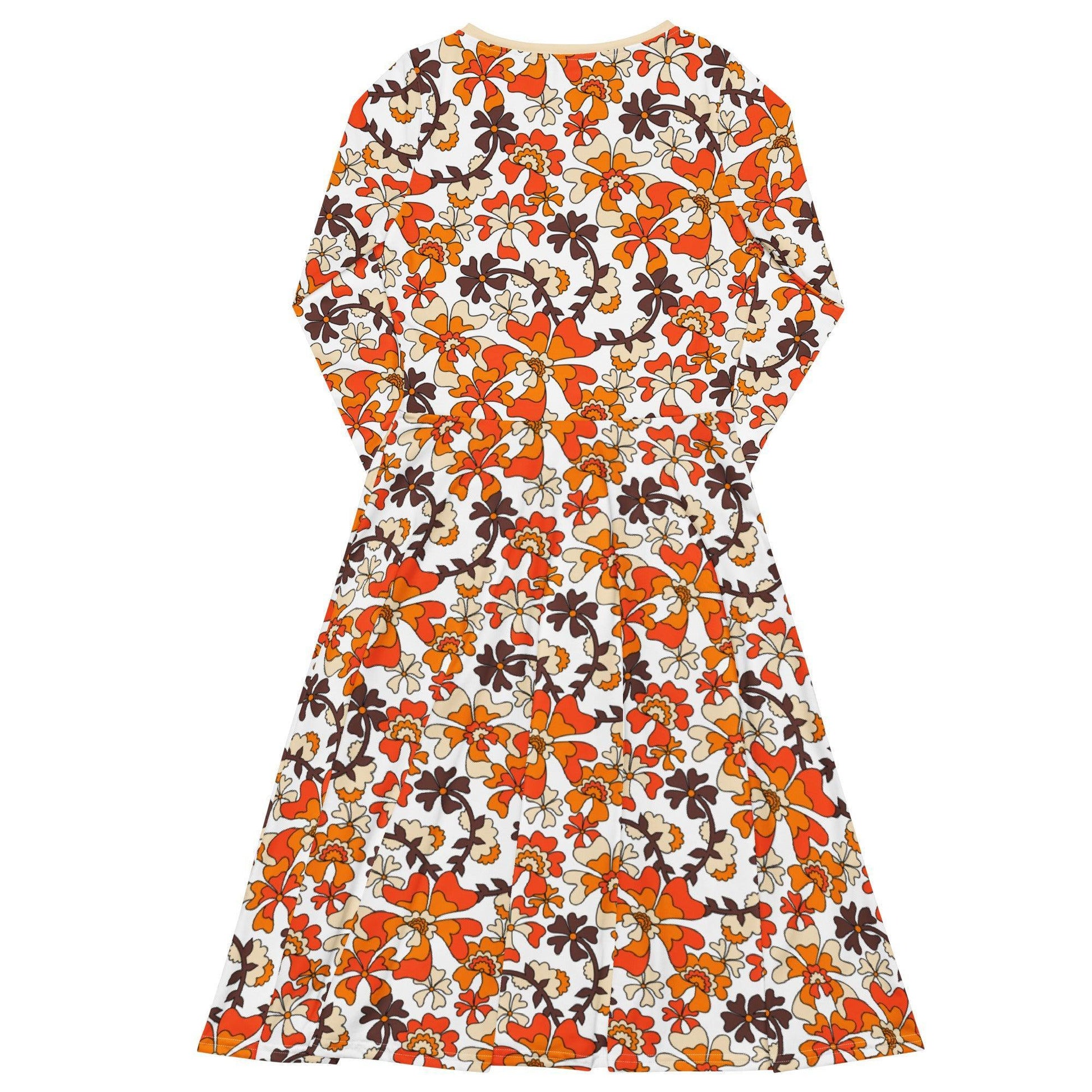 Midi dress - MISS PENNY orange white - Timeless floral print