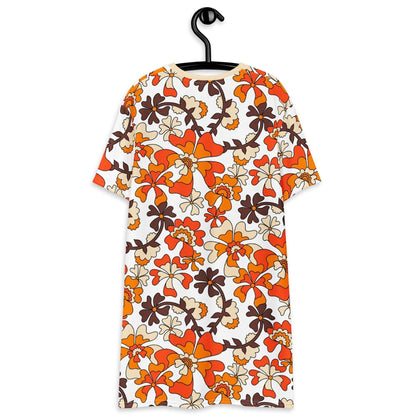 T-shirt dress - MISS PENNY orange white - Timeless floral print