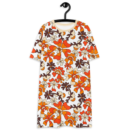 T-shirt dress - MISS PENNY orange white - Timeless floral print 6XL