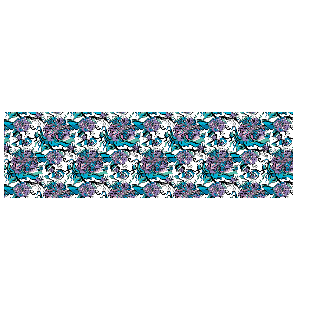 Scarf - BLOOM RIOT blue white - Edgy floral print