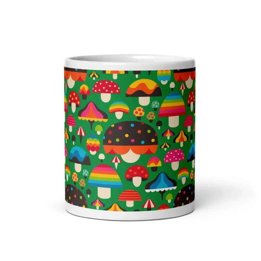 Mug - MUSHROOM MANIA green - Colorful mushroom print