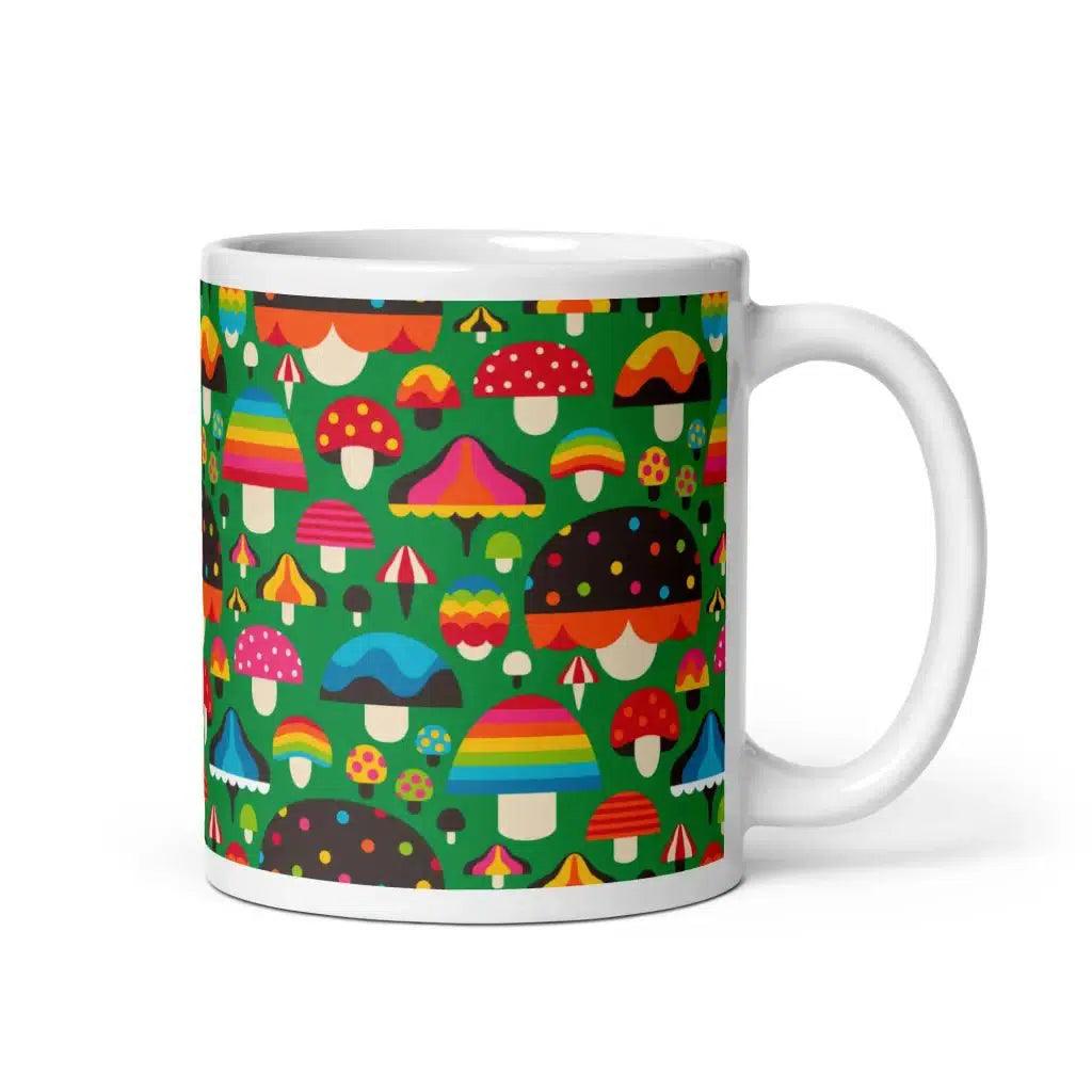Mug - MUSHROOM MANIA green - Colorful mushroom print