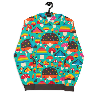 Hoodie - MUSHROOM MANIA mint - Colorful mushroom print 6XL