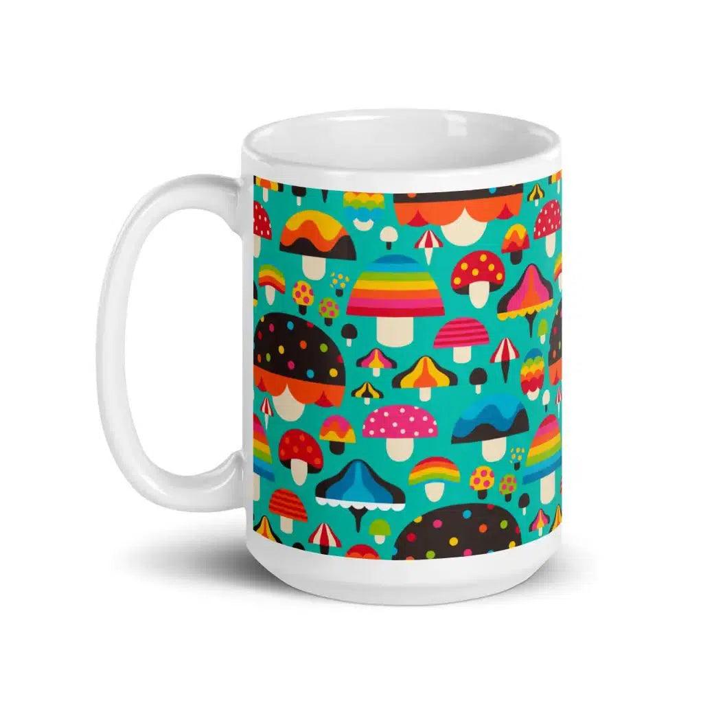 Mug - MUSHROOM MANIA mint - Colorful mushroom print
