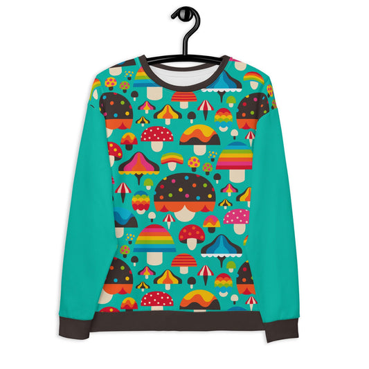 Sweatshirt - MUSHROOM MANIA mint - Colorful mushroom print 3XL