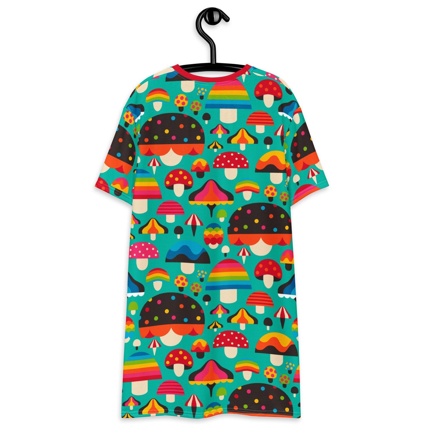 T-shirt dress - MUSHROOM MANIA mint - Colorful mushroom print