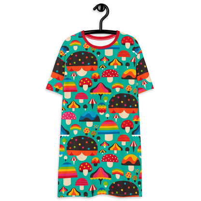 T-shirt dress - MUSHROOM MANIA mint - Colorful mushroom print 6XL