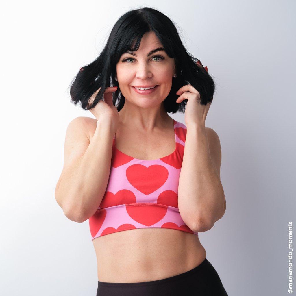 Sports bra - ELLIE LOVE red - Bold heart print
