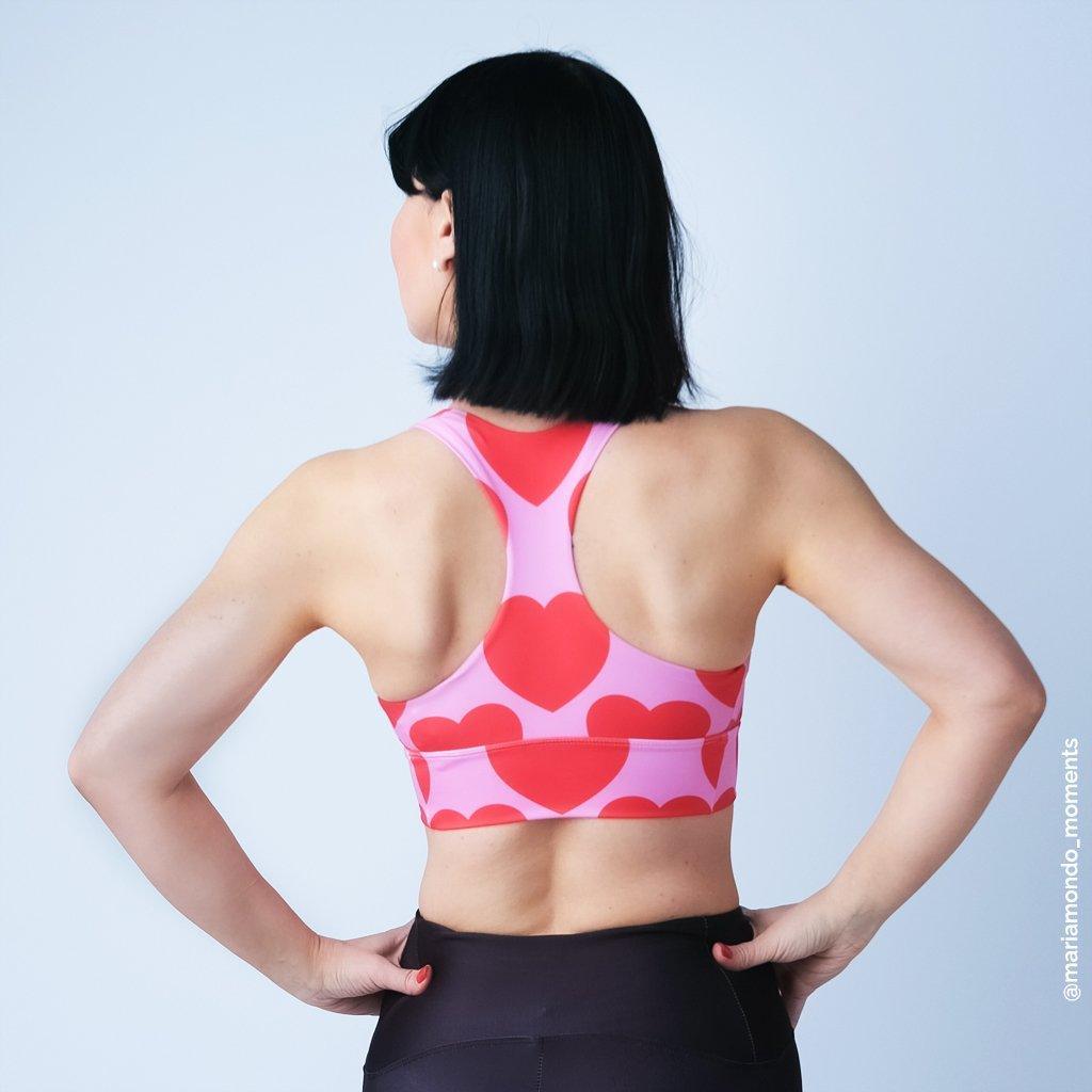 Sports bra - ELLIE LOVE red - Bold heart print
