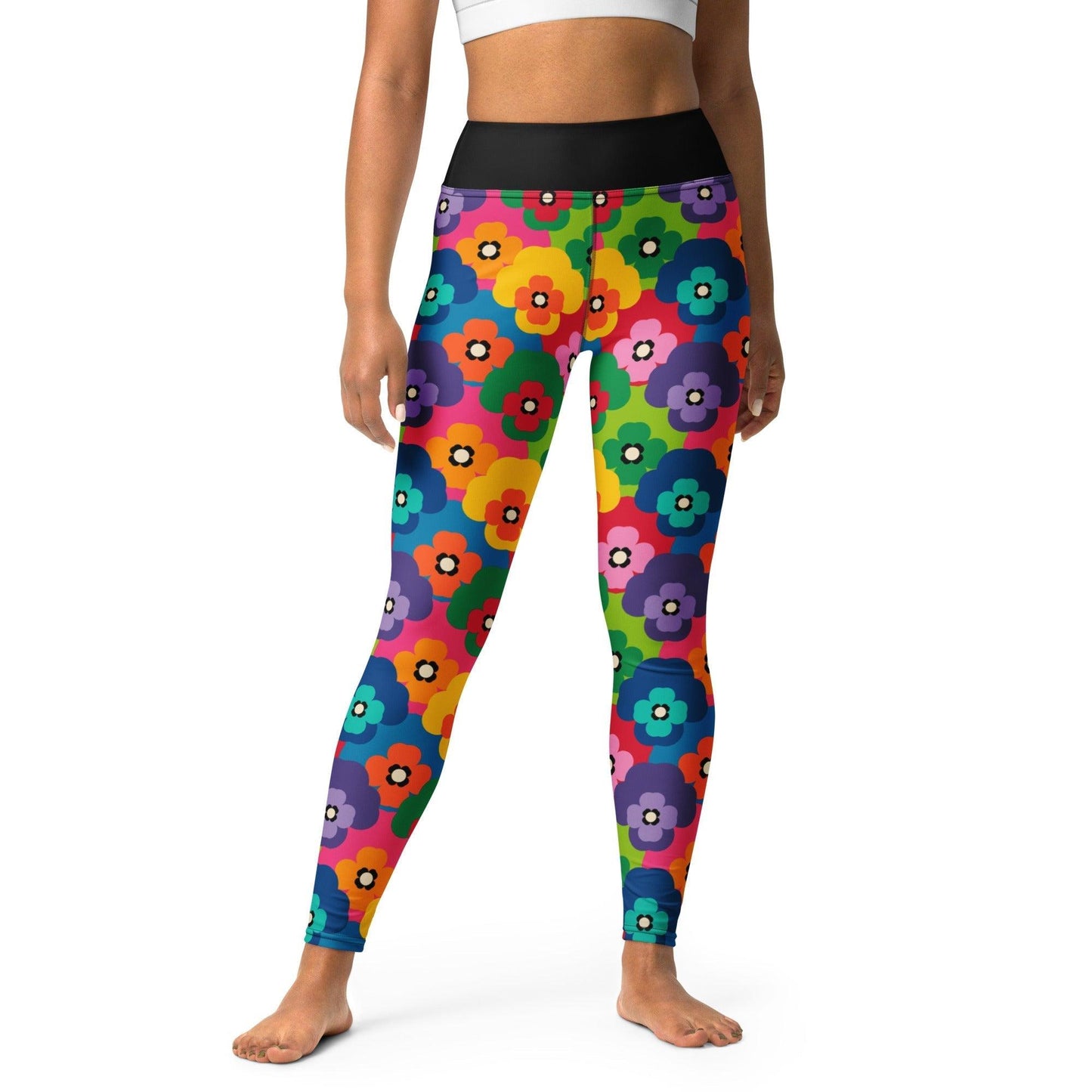 Yoga leggings -2- PANSY FAB - Colorful pansy flower print XL