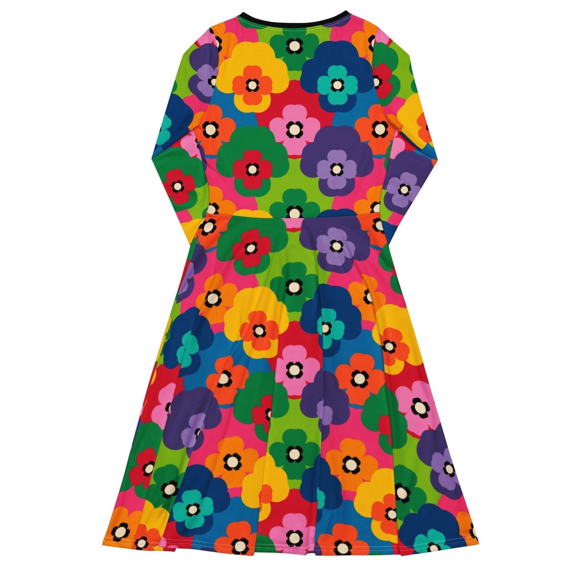 Midi dress - PANSY FAB - Colorful pansy flower print