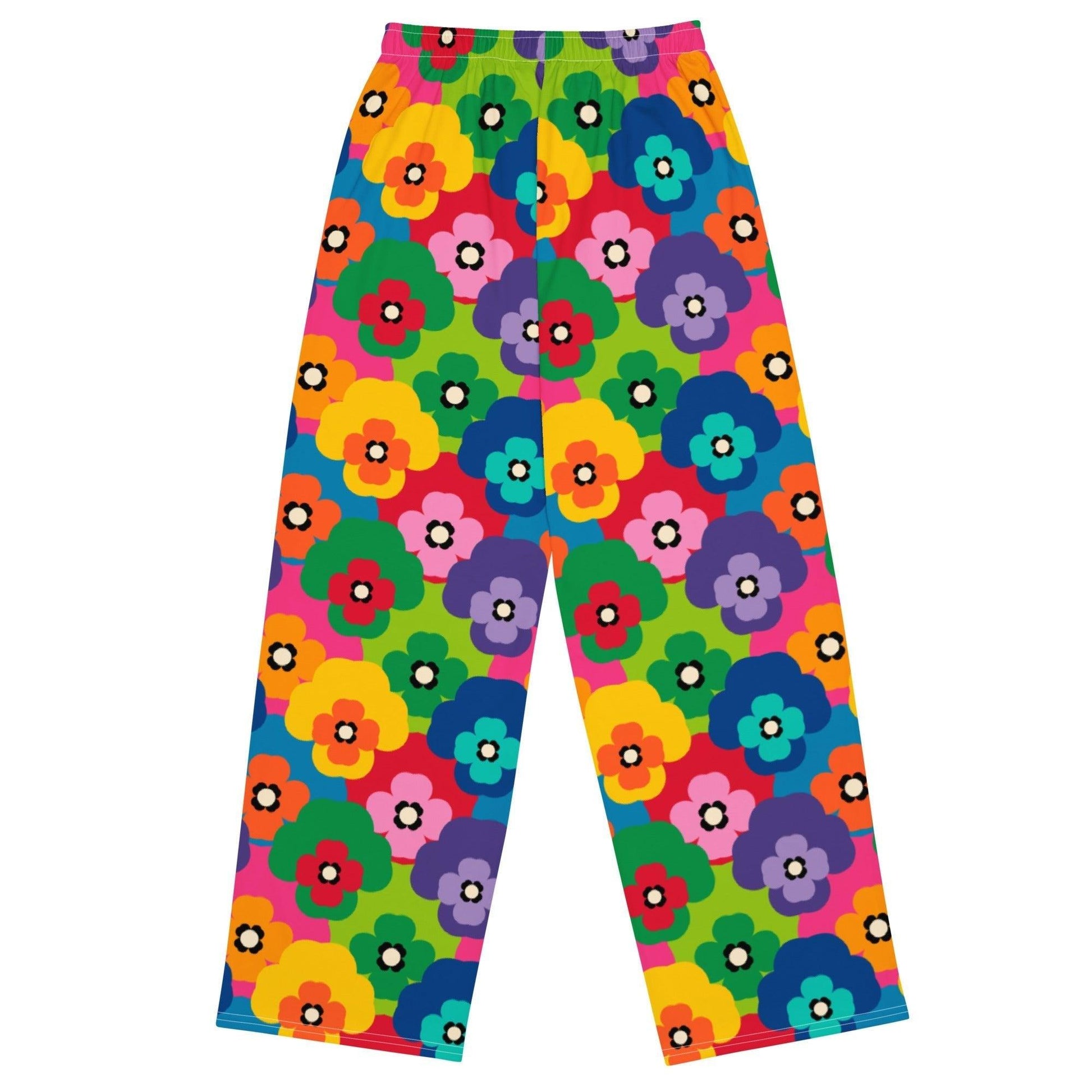 Pants - PANSY FAB - Colorful pansy flower print