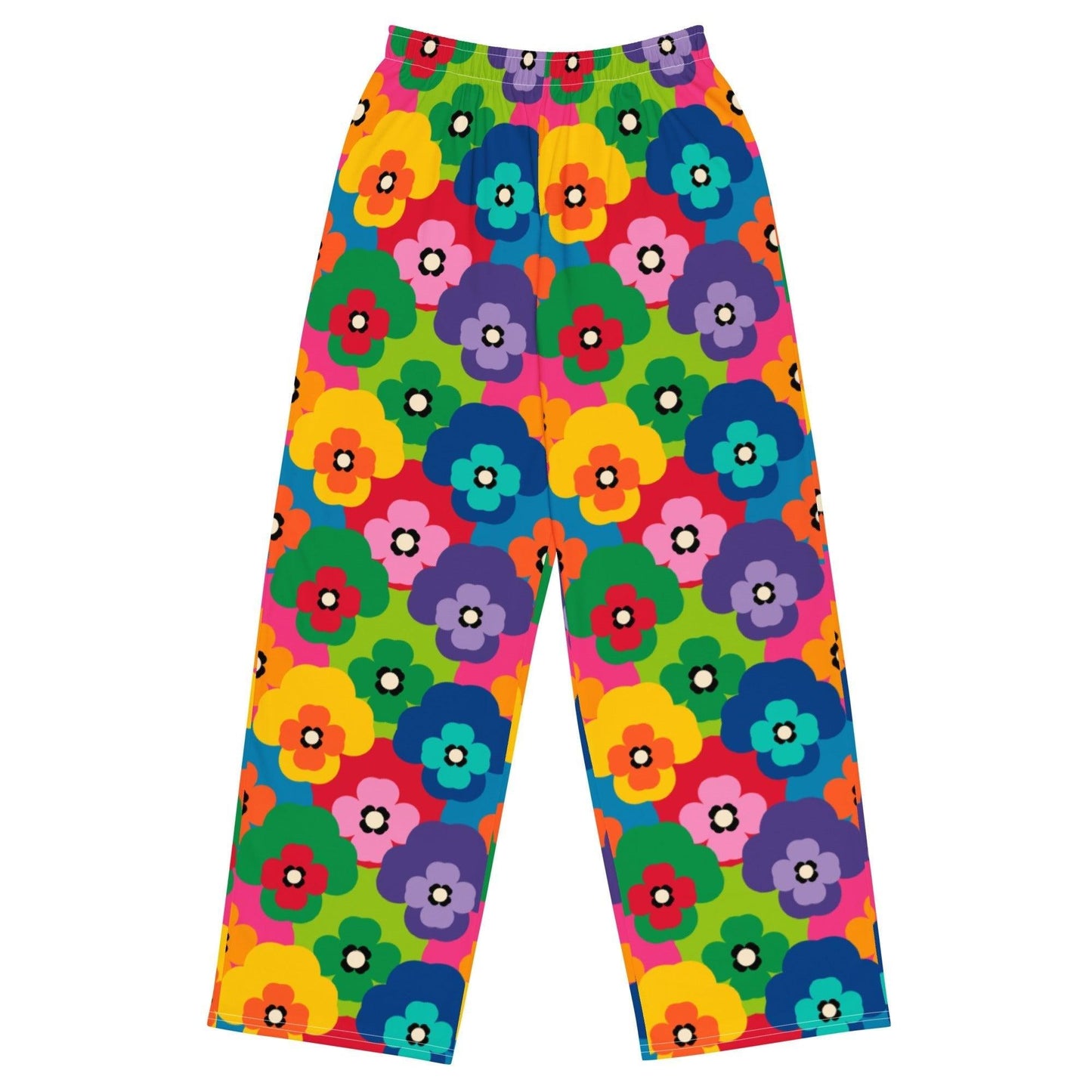 Pants - PANSY FAB - Colorful pansy flower print