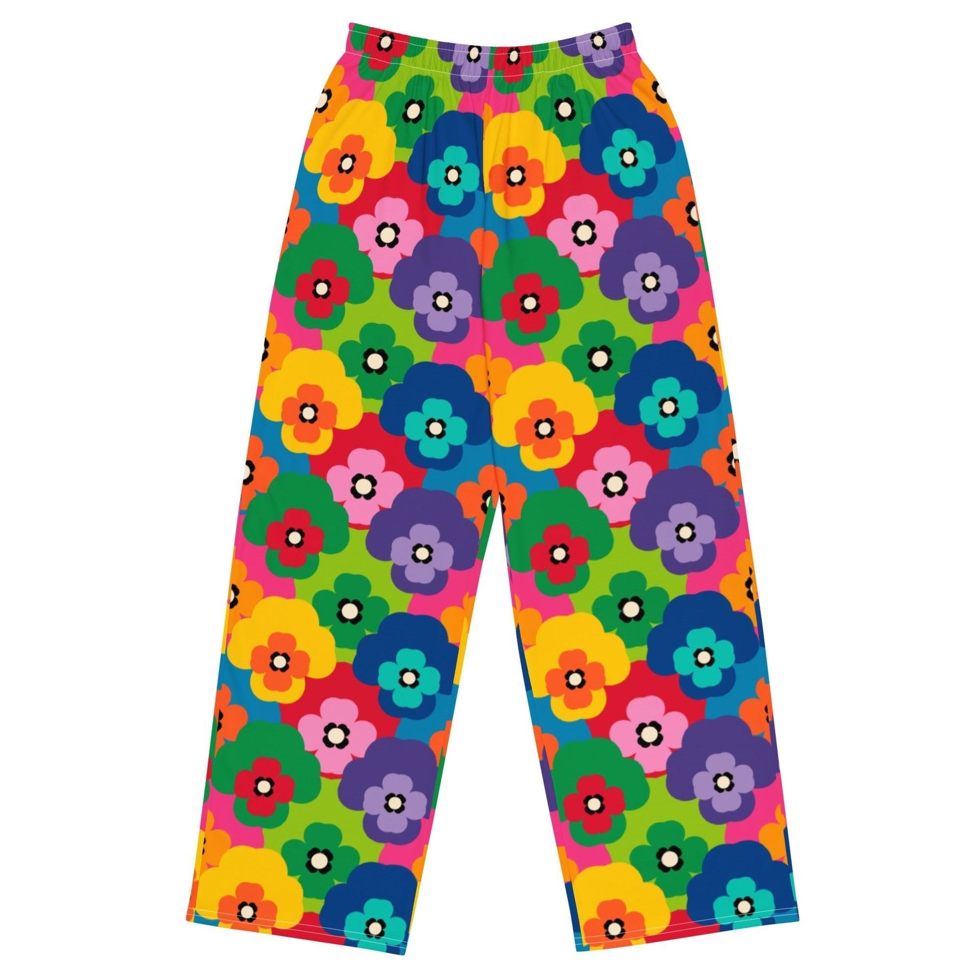 Pants - PANSY FAB - Colorful pansy flower print