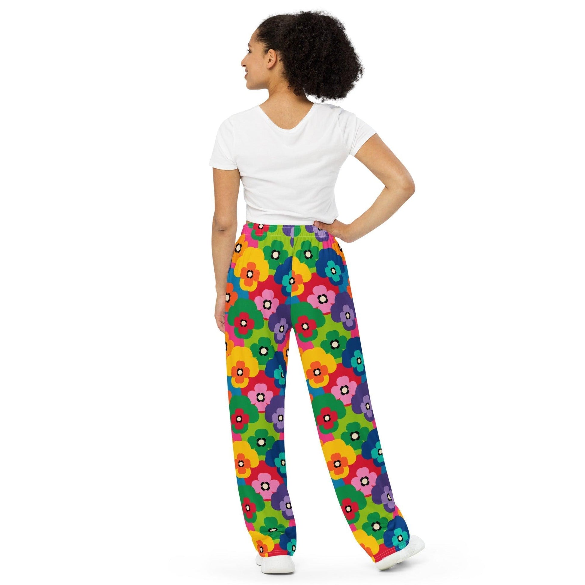 Pants - PANSY FAB - Colorful pansy flower print