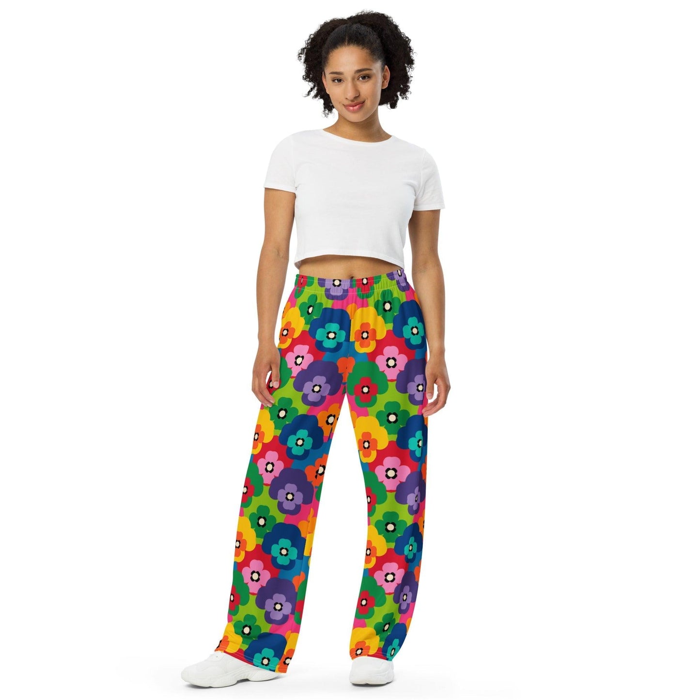 Pants - PANSY FAB - Colorful pansy flower print 6XL