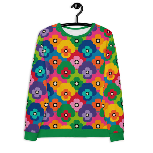 Sweatshirt - PANSY FAB - Colorful pansy flower print 3XL
