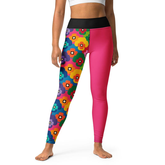 Yoga leggings - PANSY FAB - Colorful pansy flower print XL
