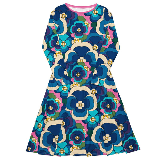 Midi Dress - PANSY FANTASY blue pink