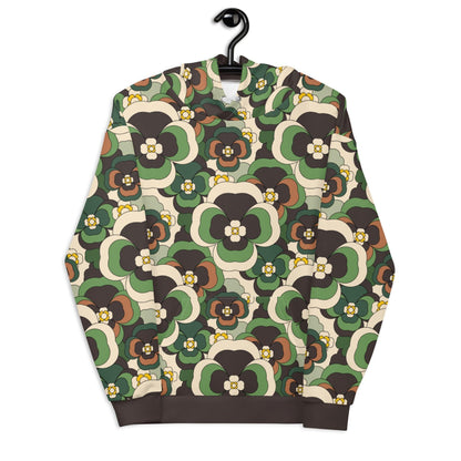 Hoodie - PANSY FANTASY green - Retro pansy print 6XL
