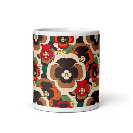 Mug - PANSY FANTASY retro - Retro pansy print 11oz