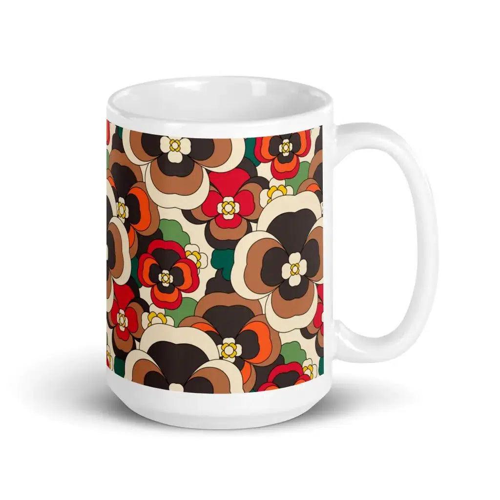 Mug - PANSY FANTASY retro - Retro pansy print