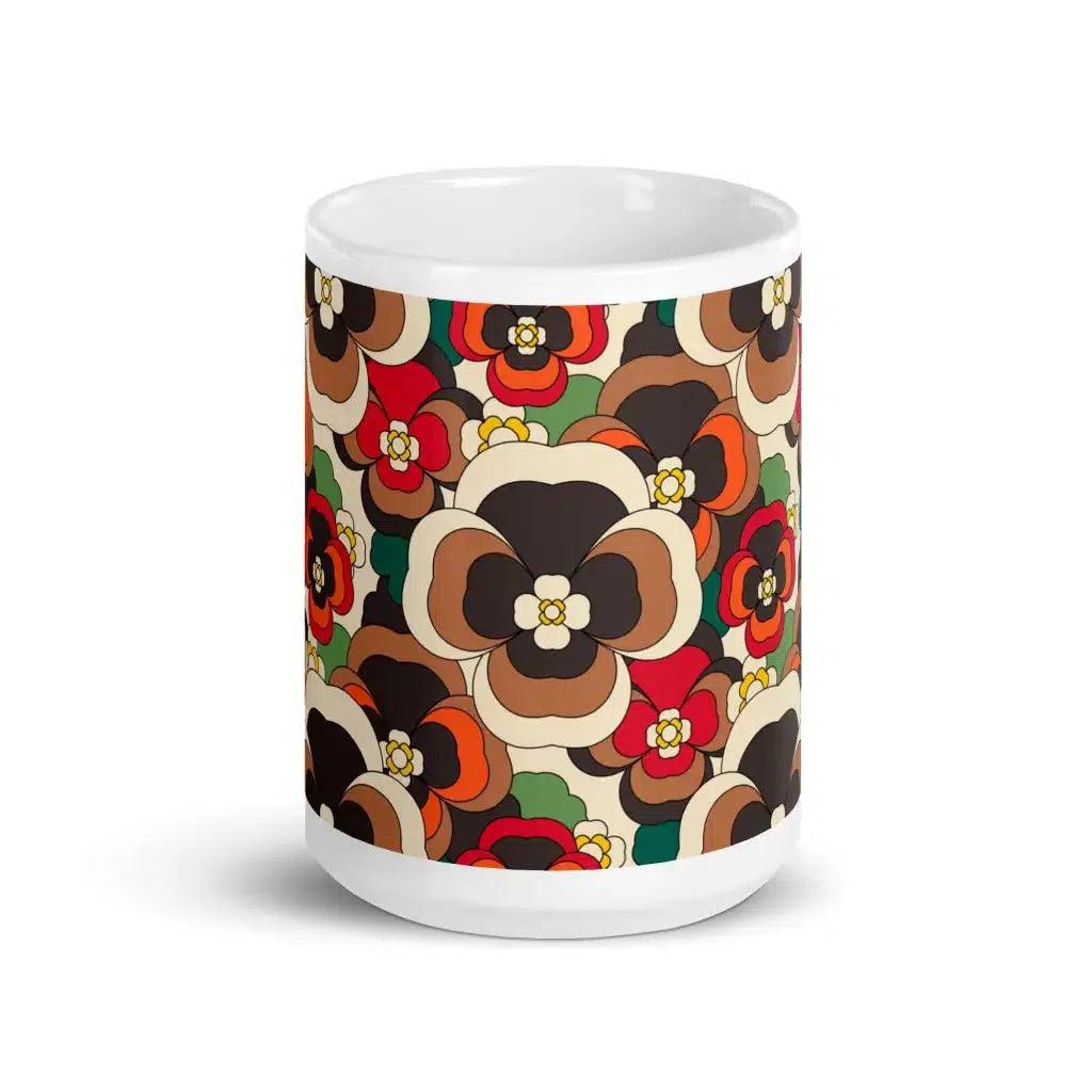 Mug - PANSY FANTASY retro - Retro pansy print 15oz