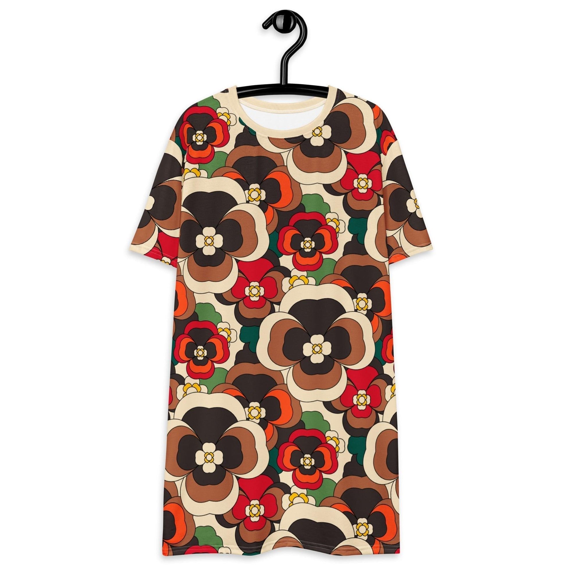 T-shirt dress - PANSY FANTASY retro - Retro pansy print 6XL