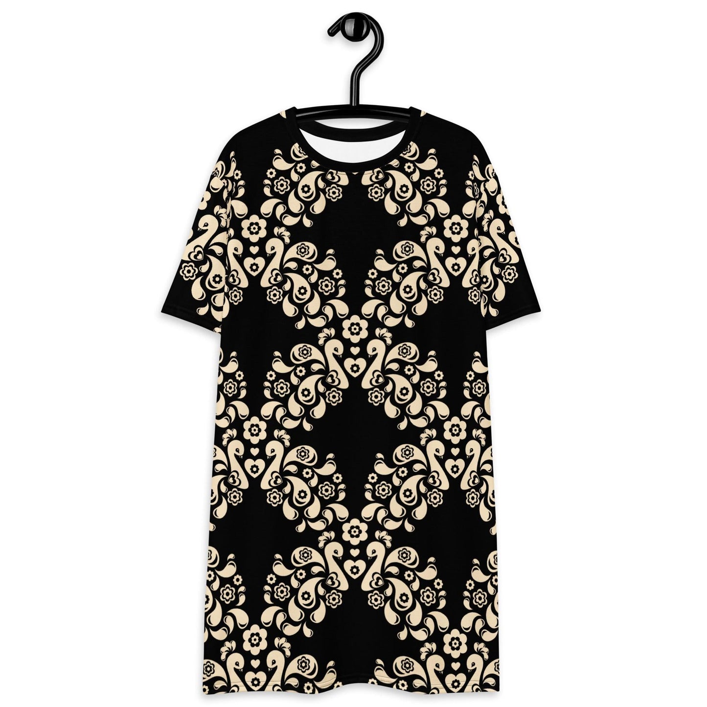 T-shirt dress - PEACOCK LOVE black - Glorious peacock print 6XL