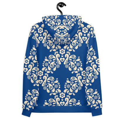 Hoodie - PEACOCK LOVE blue - Glorious peacock print
