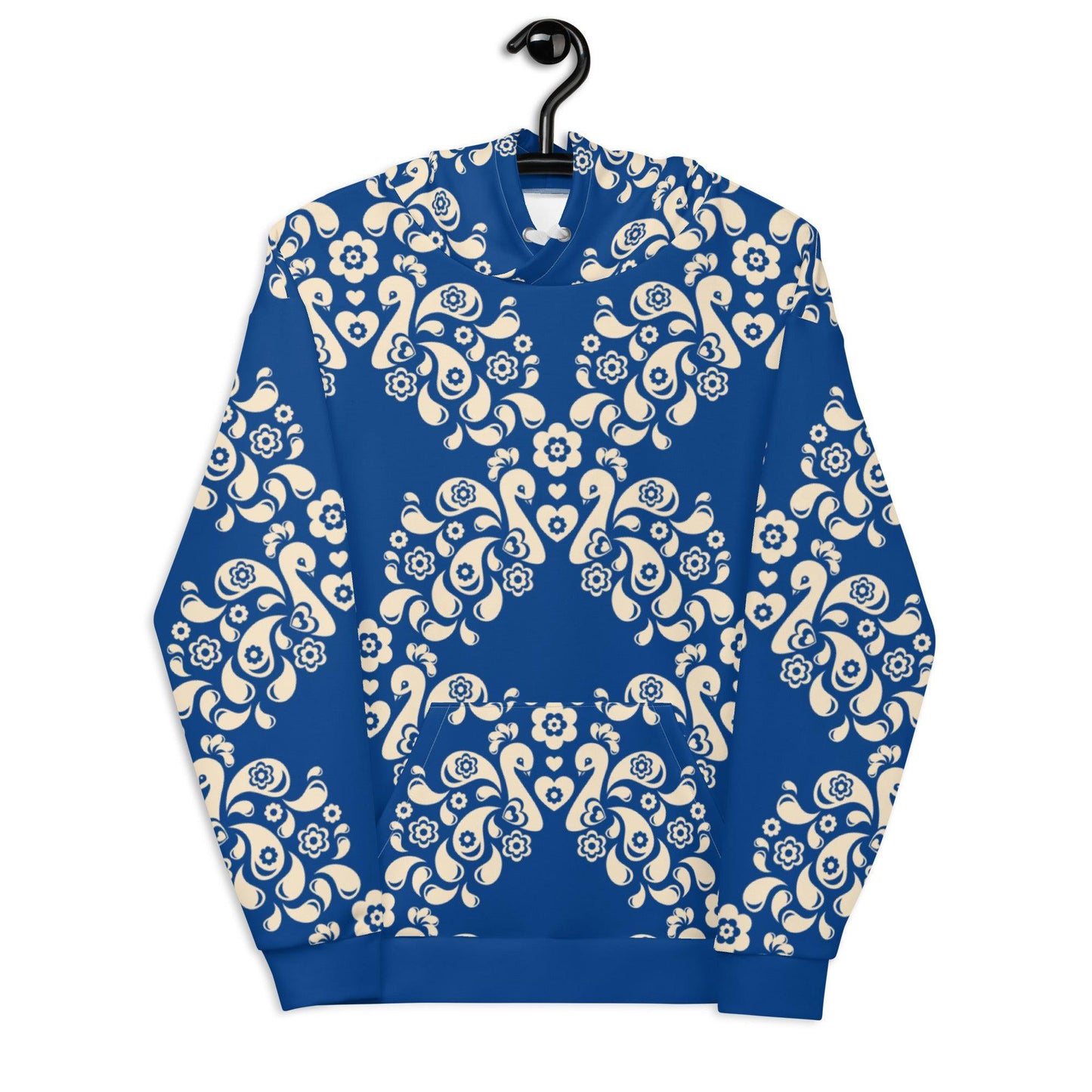 Hoodie - PEACOCK LOVE blue - Glorious peacock print 6XL
