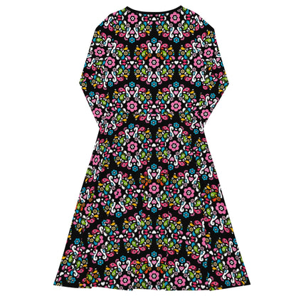 Midi dress - PEACOCK LOVE happy - Glorious peacock print