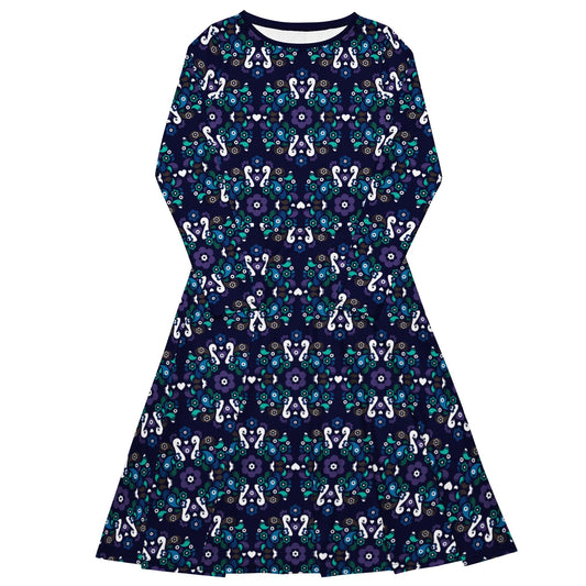 Midi dress - PEACOCK LOVE mystic blue - Glorious peacock print 6XL